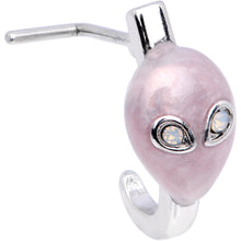 Load image into Gallery viewer, 20G White Faux Opal Pink Alien Faux Hoop L Shaped Nose Ring