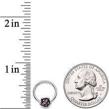 Load image into Gallery viewer, 16G 3/8 Red Gem Tiny Flower Hinged Segment Ring