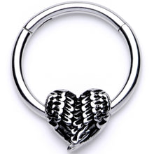 Load image into Gallery viewer, 16G 3/8 Textured Geometric Heart Hinged Segment Ring