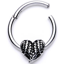 Load image into Gallery viewer, 16G 3/8 Textured Geometric Heart Hinged Segment Ring