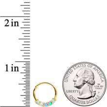 Load image into Gallery viewer, 16G 3/8 Five Synthetic Opal Gold Tone Hinged Segment Ring