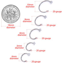 Load image into Gallery viewer, 20G Clear Gem Rhombus Multiple Size Nose Hoop Set of 5