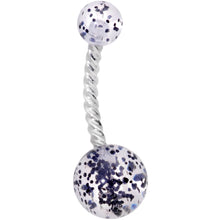 Load image into Gallery viewer, Clearly Coiled Black Glitter Explosion Twisted Belly Ring