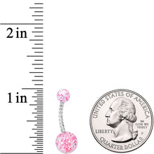 Load image into Gallery viewer, Clearly Coiled Pink Glitter Explosion Twisted Belly Ring