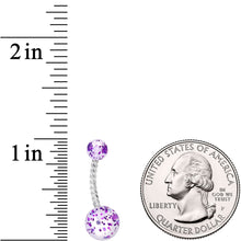 Load image into Gallery viewer, Clearly Coiled Purple Glitter Explosion Twisted Belly Ring