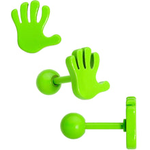 Load image into Gallery viewer, 16G 1/4 Green White Glow Star Hand Cartilage Earring Set of 3