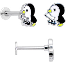 Load image into Gallery viewer, 16G 5/16 Clear Gem Winter Penguin Labret Monroe Tragus Set of 3
