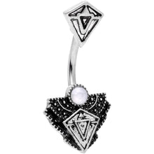 Load image into Gallery viewer, White Faux Opal Art Deco Triangle Double Mount Belly Ring