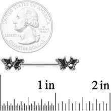 Load image into Gallery viewer, 14G 9/16 Clear Gem Catch The Butterflies Barbell Nipple Ring Set
