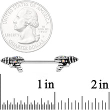 Load image into Gallery viewer, 14G 9/16 Aurora Gem Mystery Ray Gun Barbell Nipple Ring Set