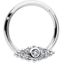 Load image into Gallery viewer, 16G 3/8 Clear CZ Gem Art Deco Cat Eye Hinged Septum Segment Ring