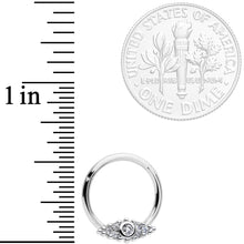 Load image into Gallery viewer, 16G 3/8 Clear CZ Gem Art Deco Cat Eye Hinged Septum Segment Ring