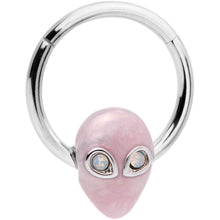Load image into Gallery viewer, 16G 3/8 White Faux Opal Pink Invader Alien Hinged Segment Ring