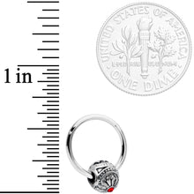 Load image into Gallery viewer, 16G 3/8 Red Gem Sumptuous Abstract Bead Hinged Segment Ring