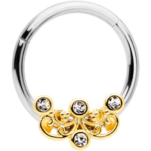 Load image into Gallery viewer, 16G 3/8 Clear CZ Gem Abstract Scrolls Hinged Septum Segment Ring