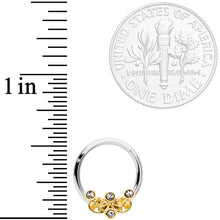 Load image into Gallery viewer, 16G 3/8 Clear CZ Gem Abstract Scrolls Hinged Septum Segment Ring