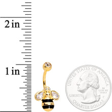 Load image into Gallery viewer, Clear Gem Gold Tone Beautiful Bling Bumblebee Belly Ring