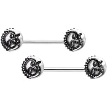 Load image into Gallery viewer, 14G 9/16 Celestial Romance Sun Moon Barbell Nipple Ring Set