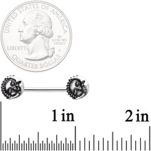 Load image into Gallery viewer, 14G 9/16 Celestial Romance Sun Moon Barbell Nipple Ring Set