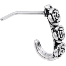 Load image into Gallery viewer, 20G Ring of Roses Faux Hoop L Shaped Nose Ring