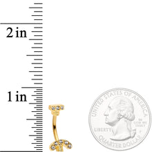 Load image into Gallery viewer, Clear Gem Gold Tone Nuts for Bolts Double Mount Belly Ring