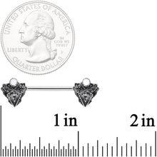 Load image into Gallery viewer, 14G 9/16 White Faux Opal Retro Triangle Barbell Nipple Ring Set
