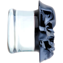 Load image into Gallery viewer, Dark Blue Glass Smiling Halloween Skull Double Flare Plug Set