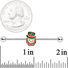 Load image into Gallery viewer, 14G St Patricks Day Leprechaun Barbell Industrial 38mm