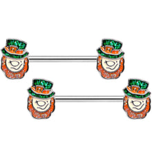 Load image into Gallery viewer, 14G 5/8 St Patricks Day Leprechaun Barbell Nipple Ring Set