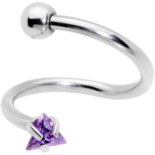 Load image into Gallery viewer, 16G 3/8 Goth CZ Gem Triangle Spiral Twister Eyebrow Ring Set