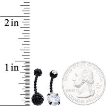 Load image into Gallery viewer, Clear Gem Black Thoroughly Twisted Belly Ring Set of 4