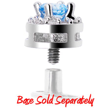 Load image into Gallery viewer, 14G Light Blue CZ Two Tier Externally Threaded Dermal Anchor Top