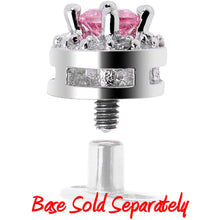 Load image into Gallery viewer, 14G Clear Pink CZ Two Tier Externally Threaded Dermal Anchor Top