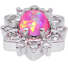 Load image into Gallery viewer, 14G Pink Faux Opal Floral Glam Dermal Anchor Top