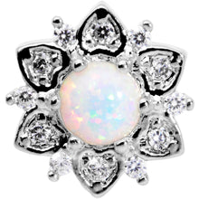 Load image into Gallery viewer, 14G White Faux Opal Floral Glam Dermal Anchor Top
