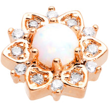 Load image into Gallery viewer, 14G White Faux Opal Rose Gold Tone Floral Glam Dermal Anchor Top