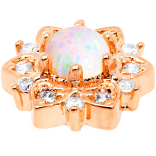 Load image into Gallery viewer, 14G White Faux Opal Rose Gold Tone Floral Glam Dermal Anchor Top