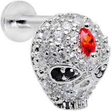 Load image into Gallery viewer, 16G 1/4 Clear Red CZ Gem Punk Skull Labret Monroe Tragus