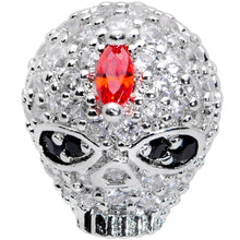 Load image into Gallery viewer, 16G 1/4 Clear Red CZ Gem Punk Skull Labret Monroe Tragus