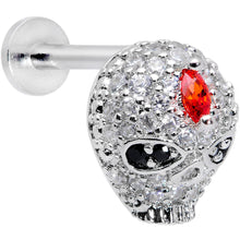 Load image into Gallery viewer, 16G 5/16 Clear Red CZ Gem Punk Skull Labret Monroe Tragus
