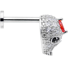 Load image into Gallery viewer, 16G 5/16 Clear Red CZ Gem Punk Skull Labret Monroe Tragus