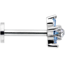 Load image into Gallery viewer, 16G 5/16 Clear Blue CZ Gem Star Internally Threaded Labret Tragus
