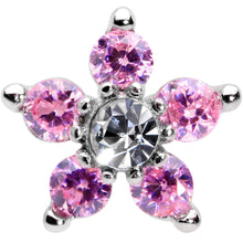 Load image into Gallery viewer, 16G 5/16 Clear Pink CZ Gem Star Internally Threaded Labret Tragus