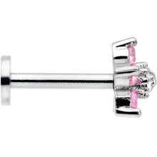 Load image into Gallery viewer, 16G 5/16 Clear Pink CZ Gem Star Internally Threaded Labret Tragus