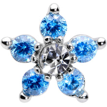 Load image into Gallery viewer, 16G 1/4 Clear Blue CZ Gem Star Internally Threaded Labret Tragus