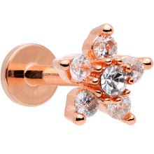 Load image into Gallery viewer, 16G 1/4 Clear CZ Star Rose Gold Tone Internally Threaded Labret