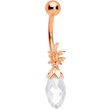 Load image into Gallery viewer, Clear Gem Rose Gold Tone Pineapple Belly Ring Set of 4 Bonus Pack