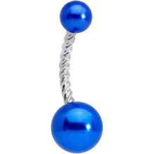 Load image into Gallery viewer, Blue Pearlescent Totally Twisted Belly Ring