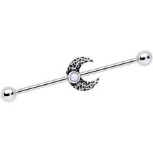 Load image into Gallery viewer, 14G White Faux Opal Sun Moon Industrial Barbell Set 38mm