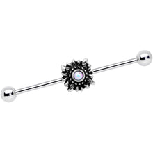 Load image into Gallery viewer, 14G White Faux Opal Sun Moon Industrial Barbell Set 38mm